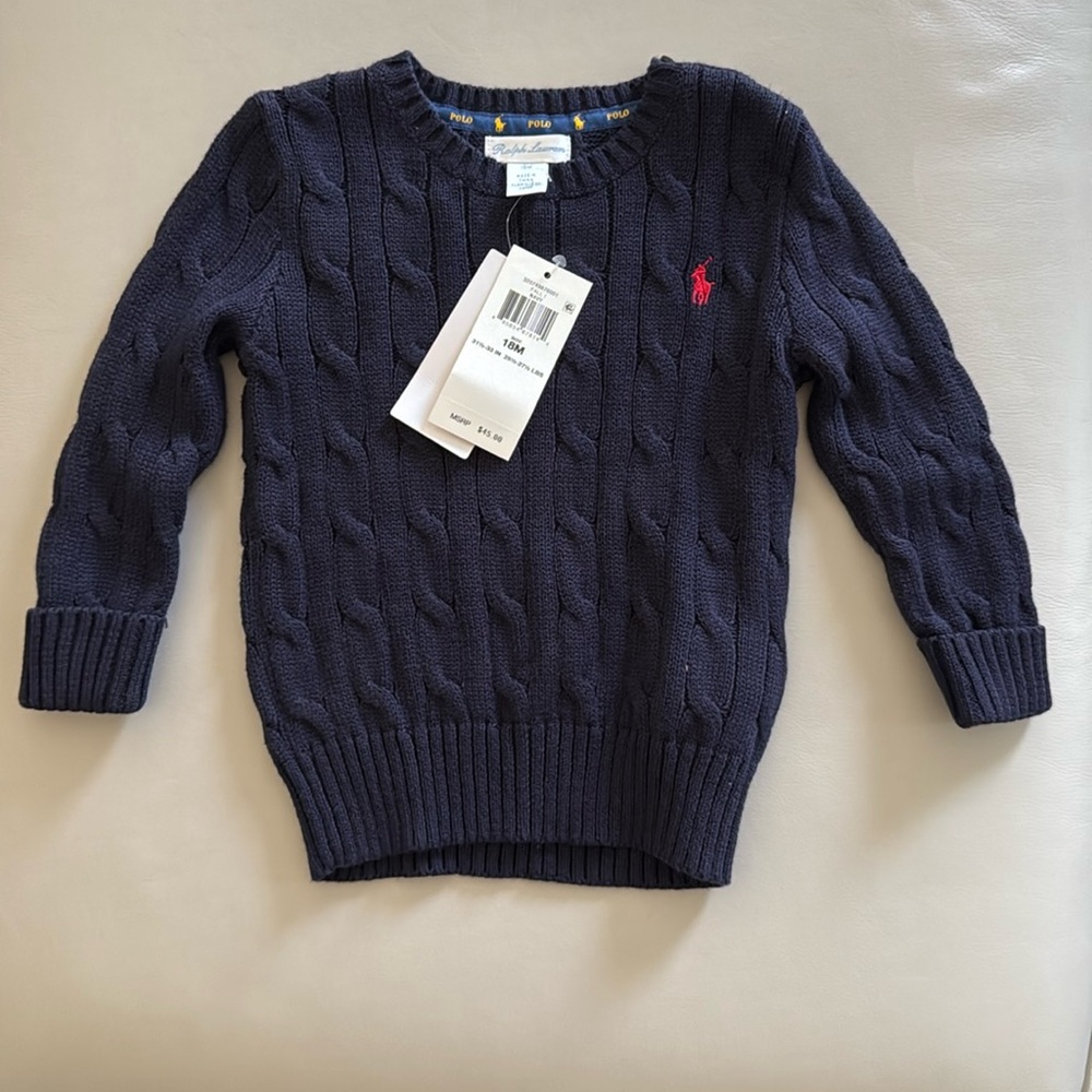 Polo Navy Blue Sweater Size 18M NWT